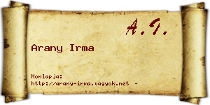 Arany Irma névjegykártya
